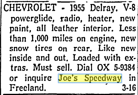 Joes Speedway - March 1959